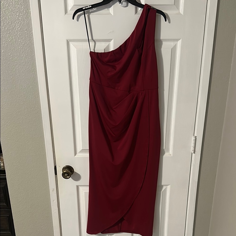 Elegant One-Shoulder Red Dress